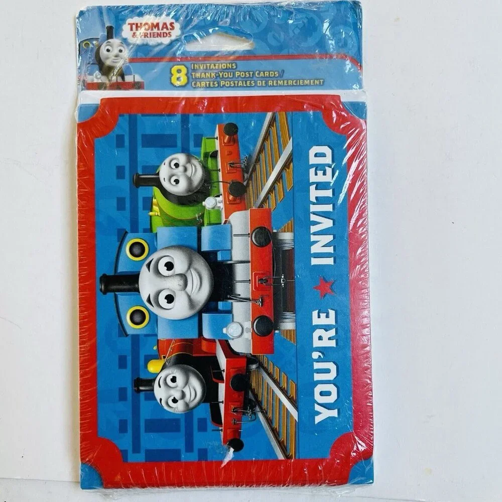 Thomas and Friends Train 8 Invitations 8 Thank You Post Cards 8 Envelopes